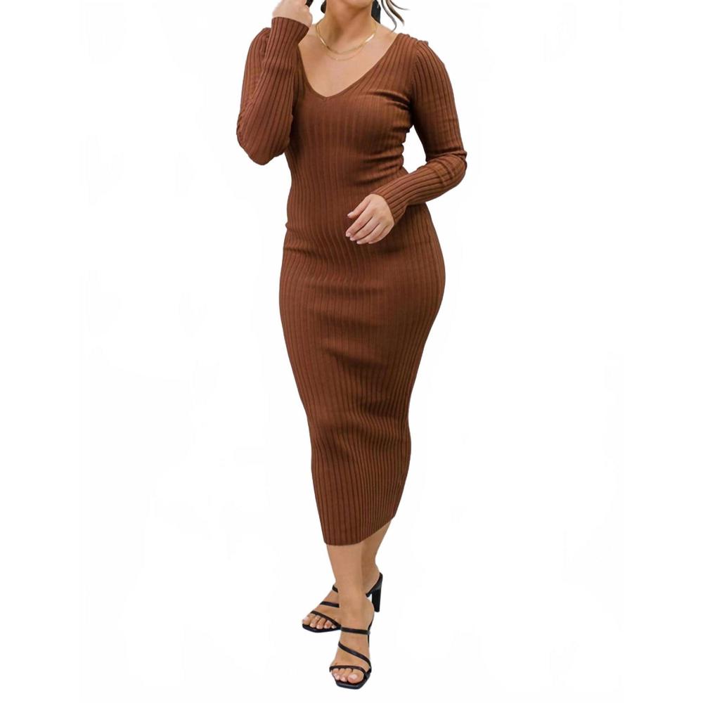 Hera Collection Brown Long Sleeve Dress